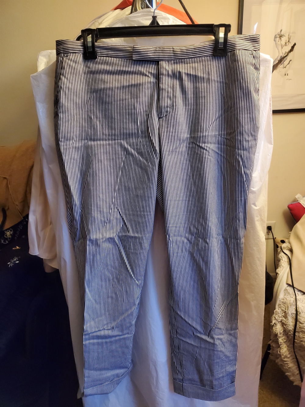 Banana Republic Blue and White Pinstripe Chinos